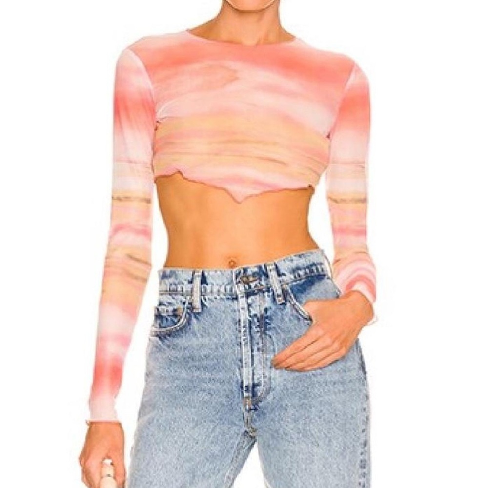 Superdown Women's Pink Tie-Dye Crop Top